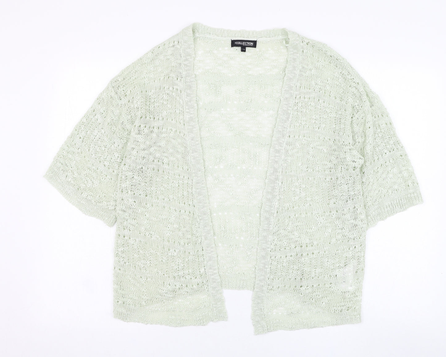 Debenhams Womens Green Square Neck  Acrylic Cardigan Jumper Size 12
