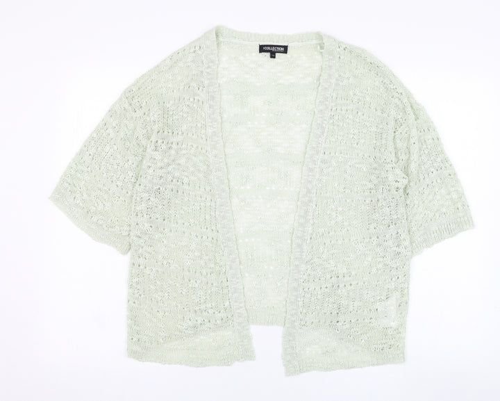Debenhams Womens Green Square Neck  Acrylic Cardigan Jumper Size 12