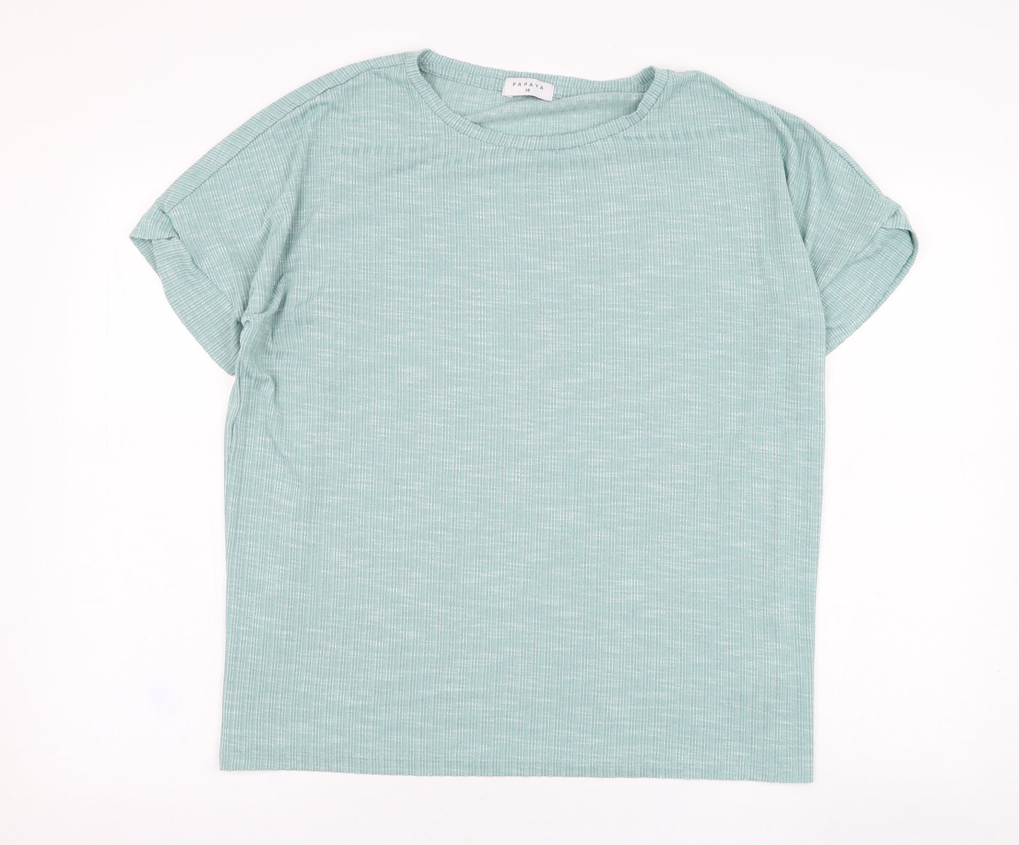 Papaya Womens Green  Polyester Basic T-Shirt Size 14 Round Neck