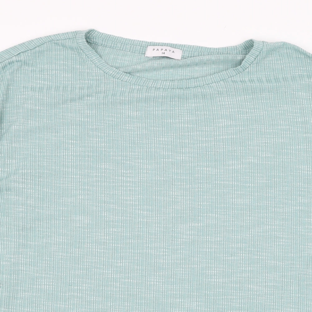 Papaya Womens Green  Polyester Basic T-Shirt Size 14 Round Neck