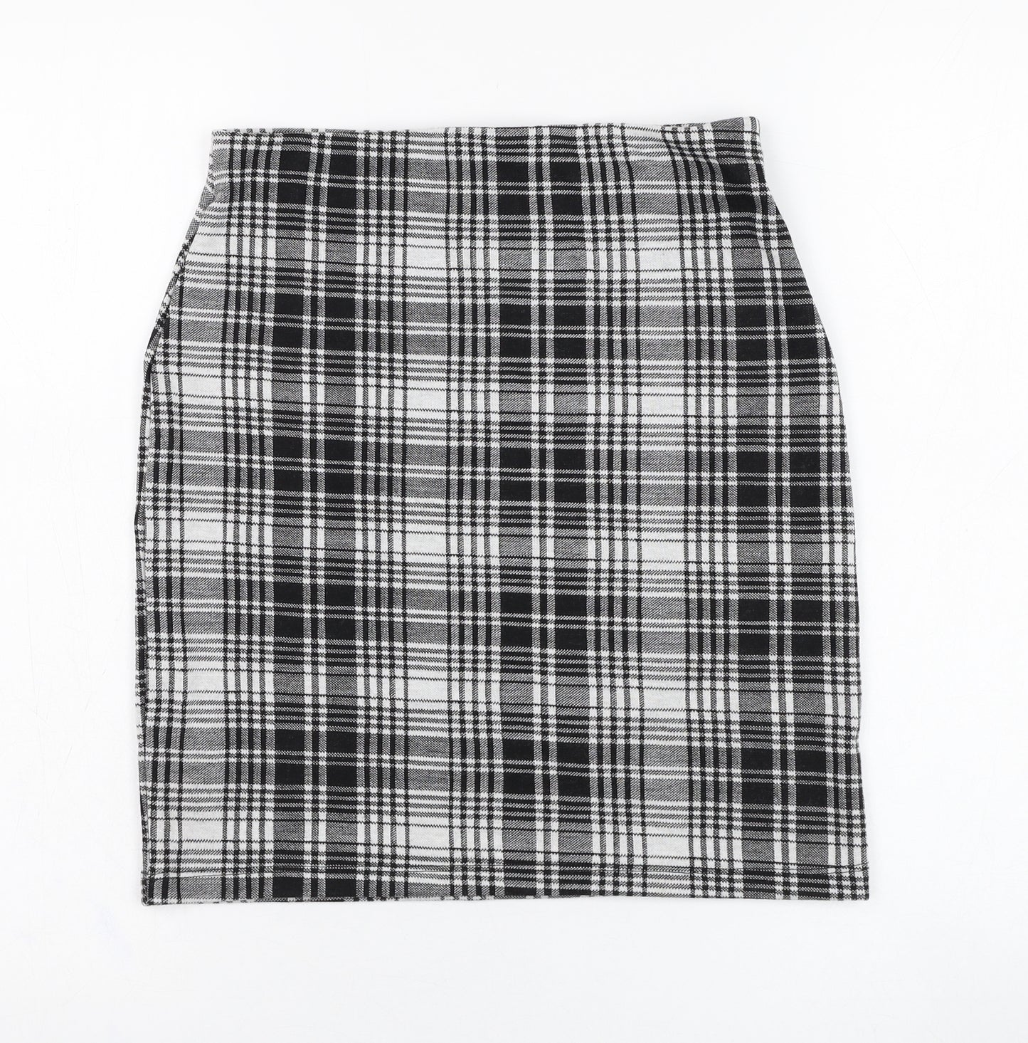 New Look Womens Grey Check Polyester Straight & Pencil Skirt Size 8