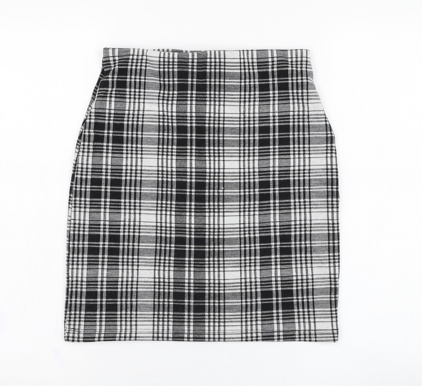 New Look Womens Grey Check Polyester Straight & Pencil Skirt Size 8