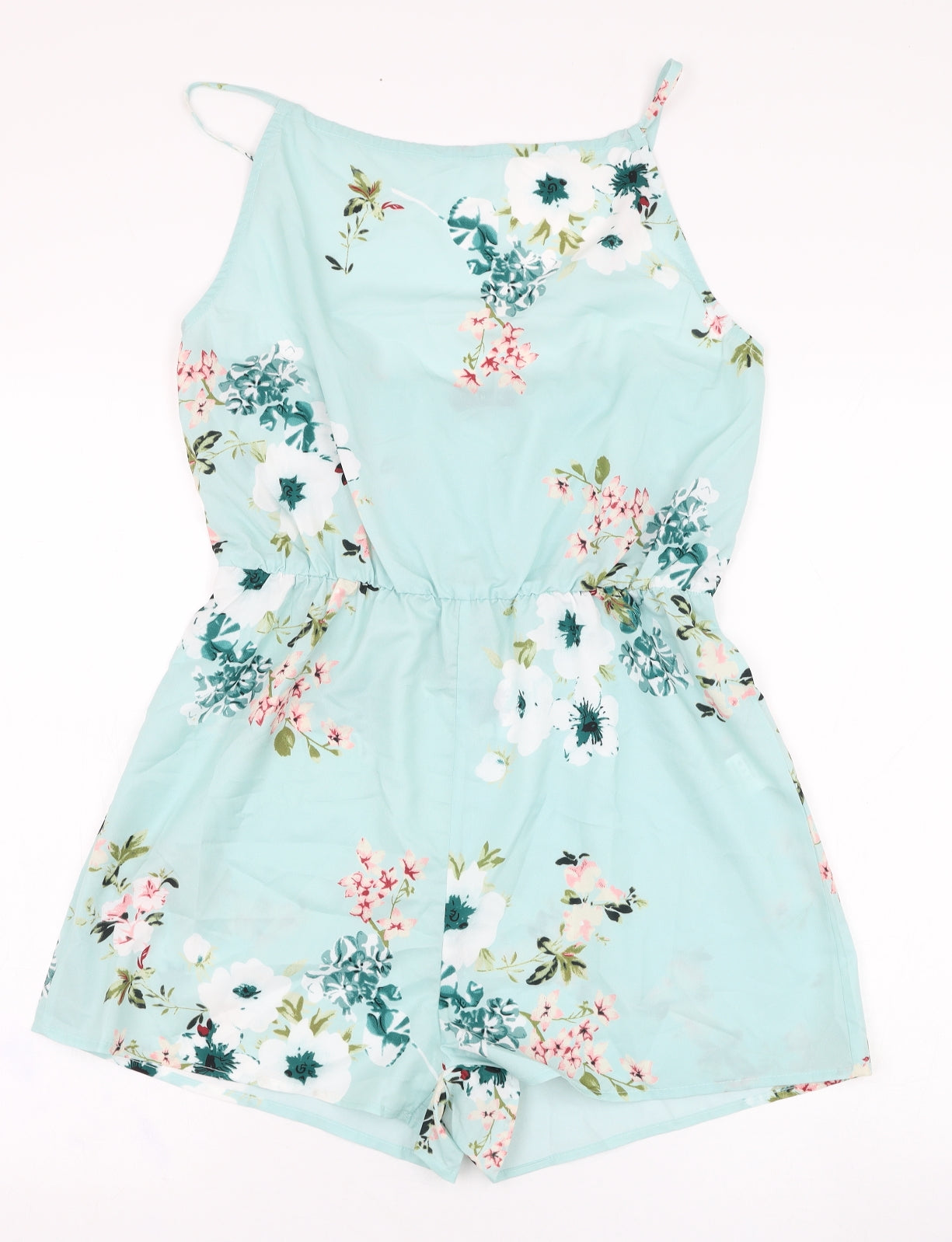 SheIn Womens Green Floral Polyester Playsuit One-Piece Size M  Pullover