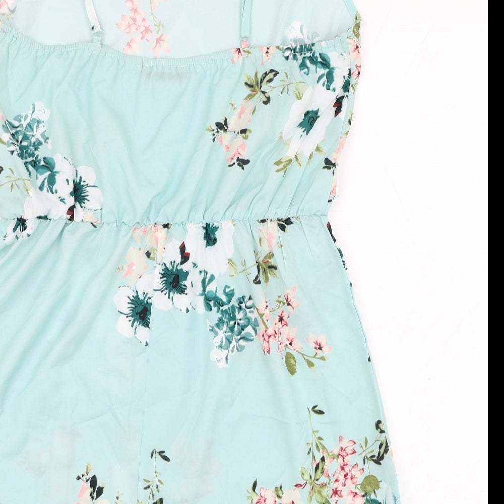 SheIn Womens Green Floral Polyester Playsuit One-Piece Size M  Pullover