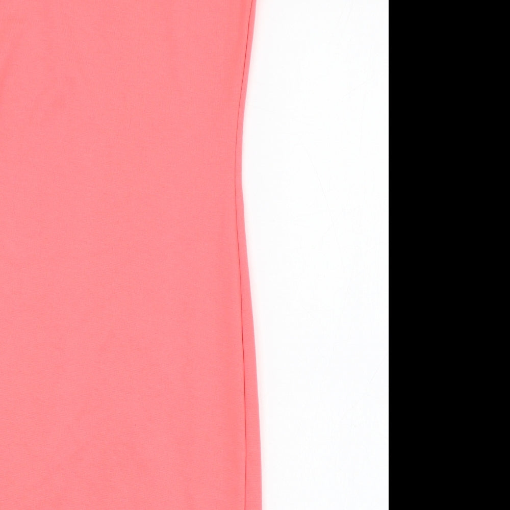 H&M Womens Pink  Polyester Pencil Dress  Size 6  Round Neck Zip