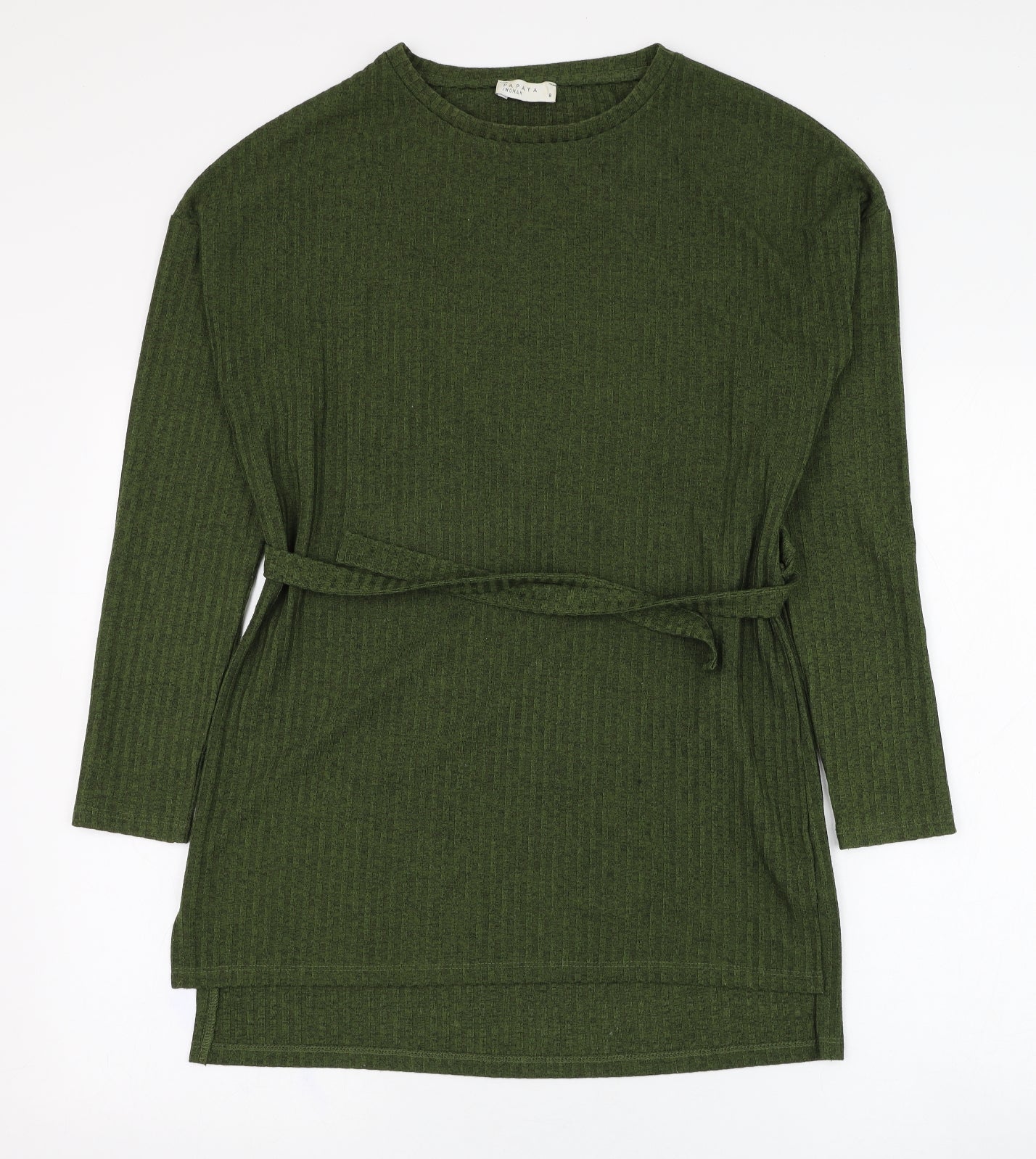 Papaya Womens Green Round Neck  Polyester Pullover Jumper Size 8