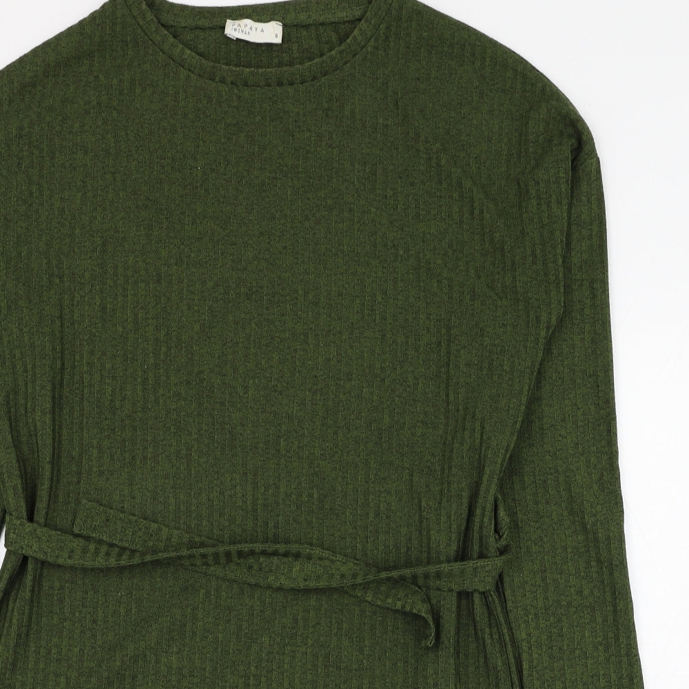 Papaya Womens Green Round Neck  Polyester Pullover Jumper Size 8