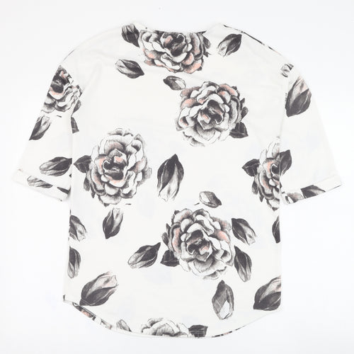 F&F Womens Ivory Round Neck Floral Polyester Pullover Jumper Size 10