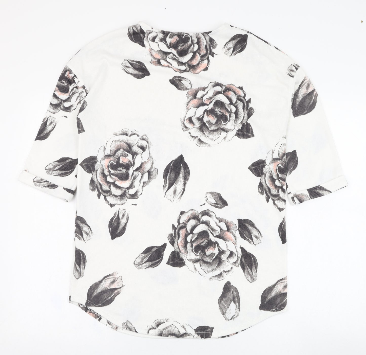 F&F Womens Ivory Round Neck Floral Polyester Pullover Jumper Size 10