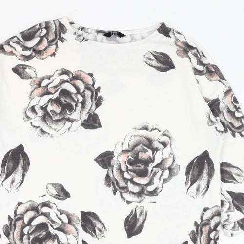 F&F Womens Ivory Round Neck Floral Polyester Pullover Jumper Size 10