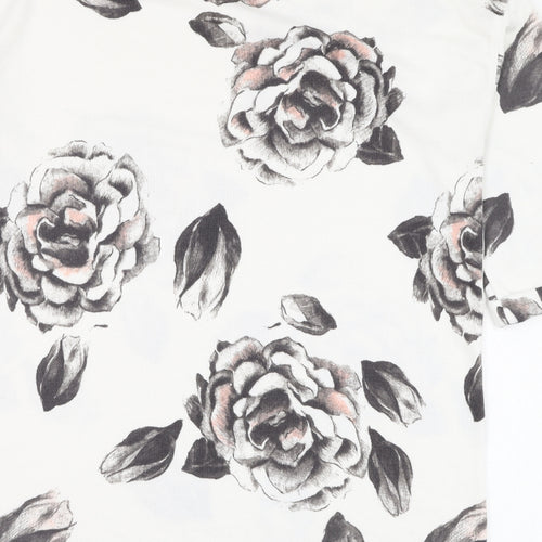 F&F Womens Ivory Round Neck Floral Polyester Pullover Jumper Size 10