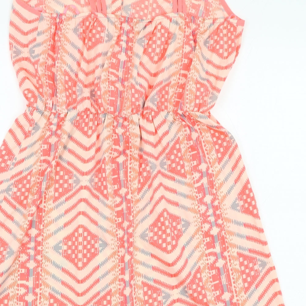 Atmosphere Womens Pink Geometric Polyester Skater Dress  Size 14  Round Neck Pullover