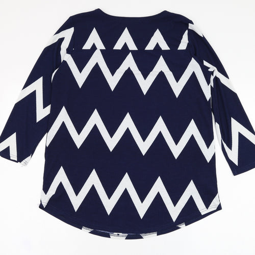 Gerard Womens Blue Striped Polyester Tunic Blouse Size 10 Round Neck