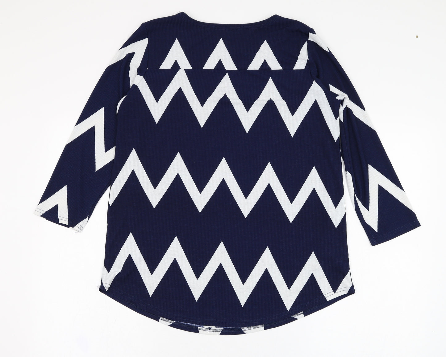 Gerard Womens Blue Striped Polyester Tunic Blouse Size 10 Round Neck