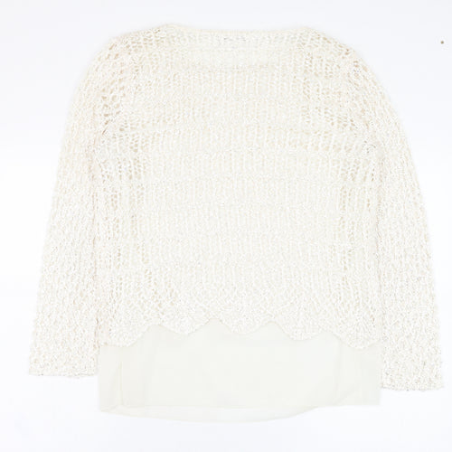Gerard Womens Ivory  Polyester Basic Blouse Size S Round Neck
