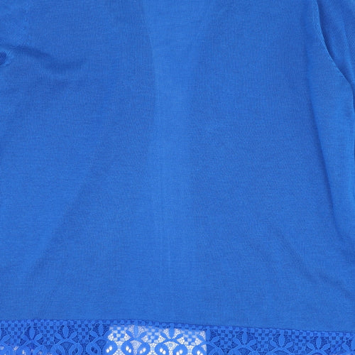 George Womens Blue Square Neck  Acrylic Cardigan Jumper Size 8
