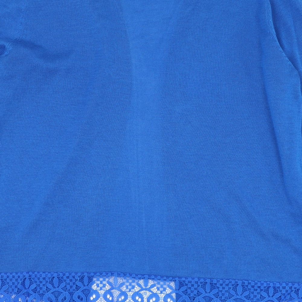 George Womens Blue Square Neck  Acrylic Cardigan Jumper Size 8