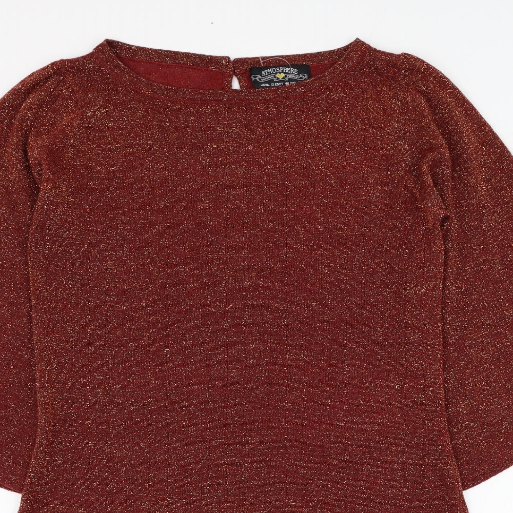 Atmosphere Womens Red Round Neck  Acrylic Pullover Jumper Size 12