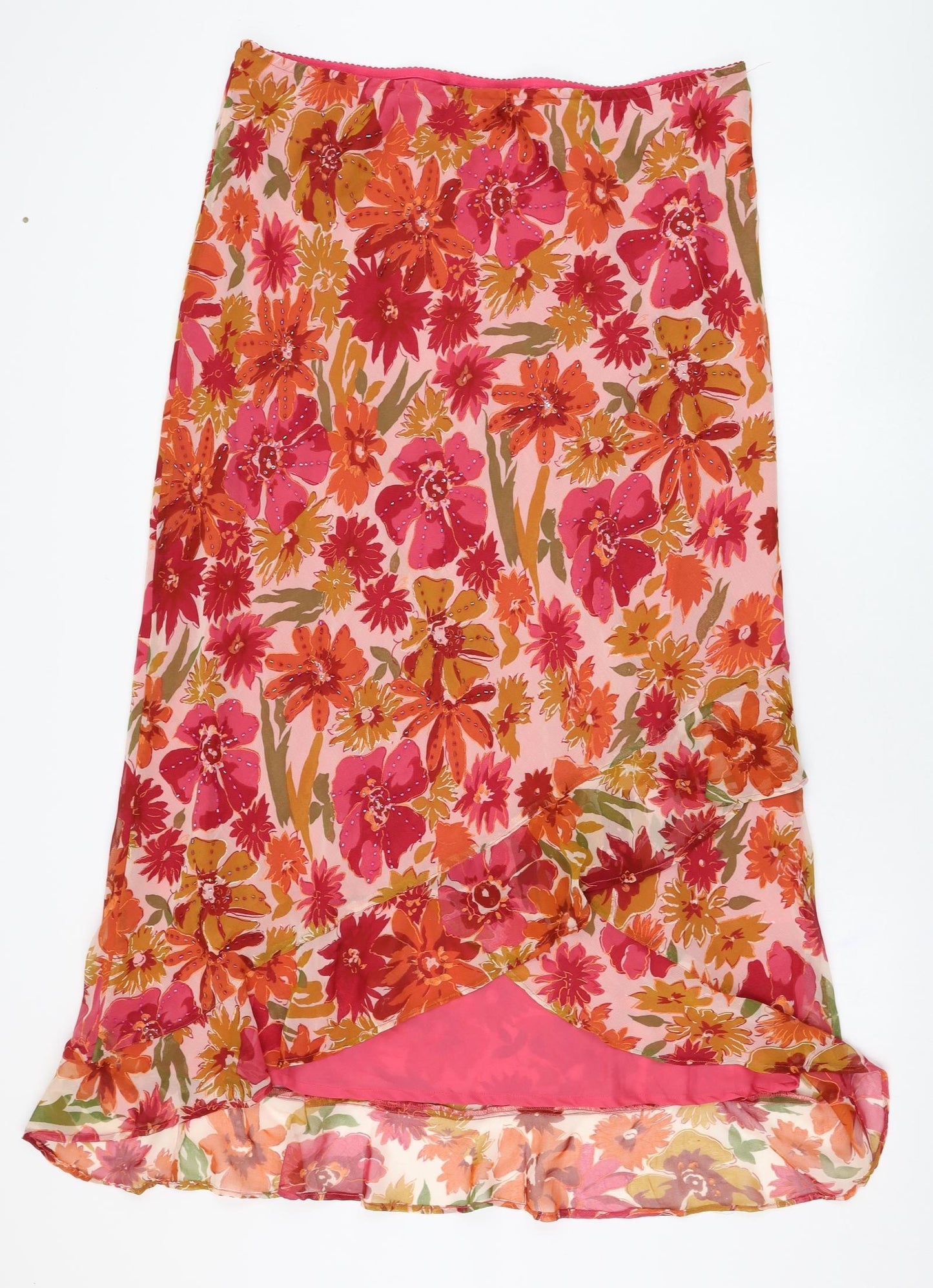 Atmosphere Womens Pink Floral Polyester Maxi Skirt Size 18