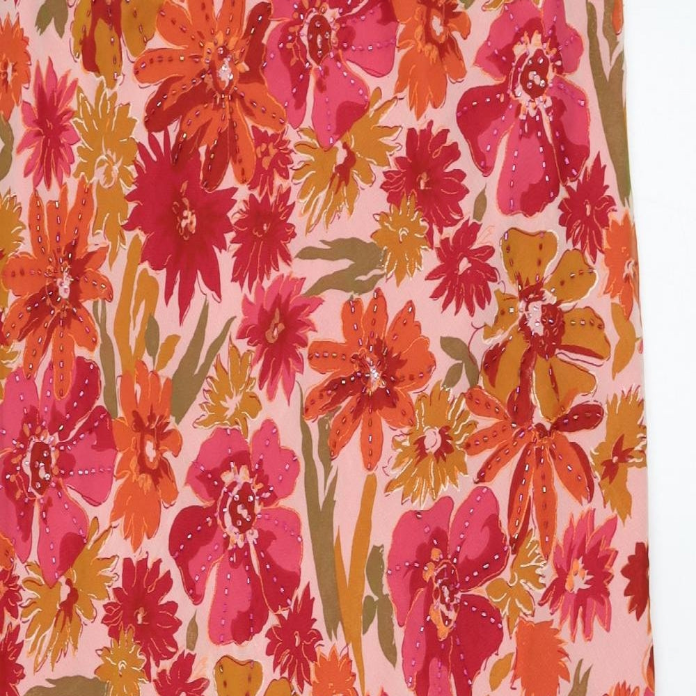 Atmosphere Womens Pink Floral Polyester Maxi Skirt Size 18