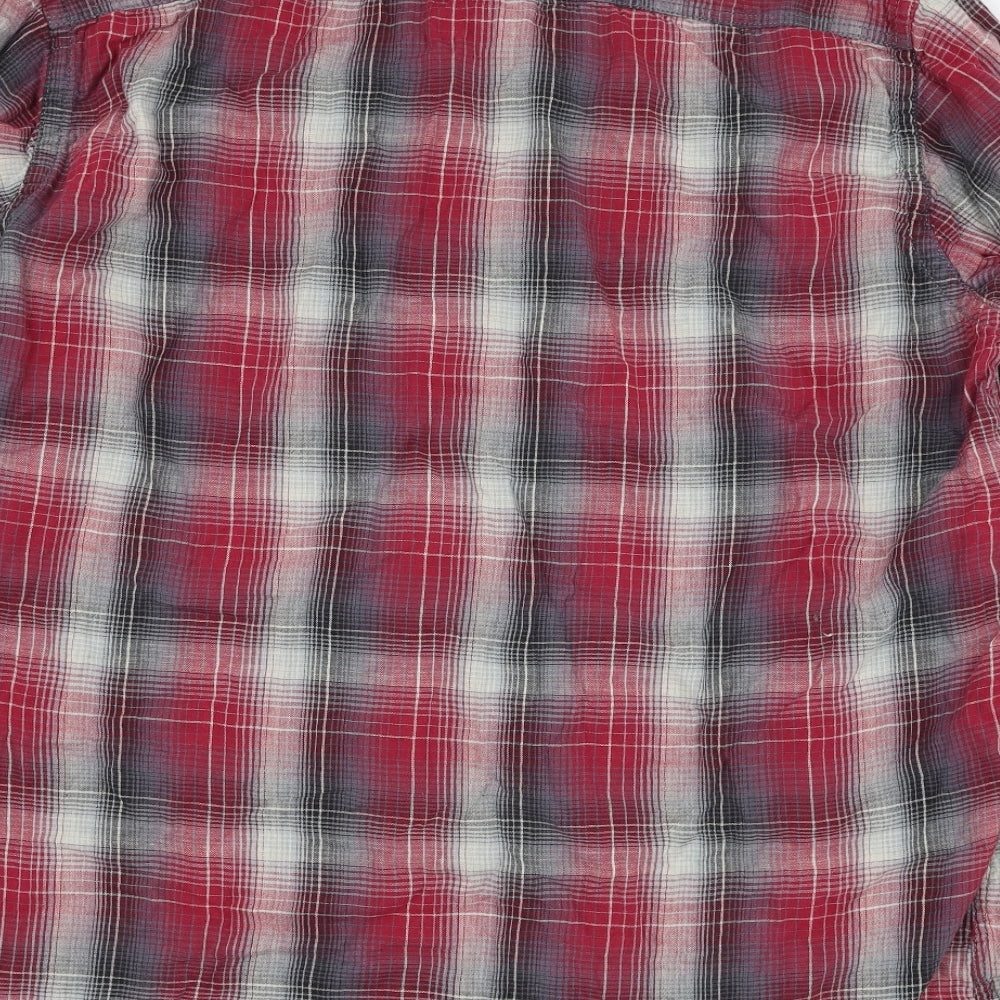 F&F Mens Red Check Cotton  Button-Up Size XL Collared Button