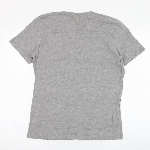 JACK & JONES Mens Grey  Cotton  T-Shirt Size L Round Neck