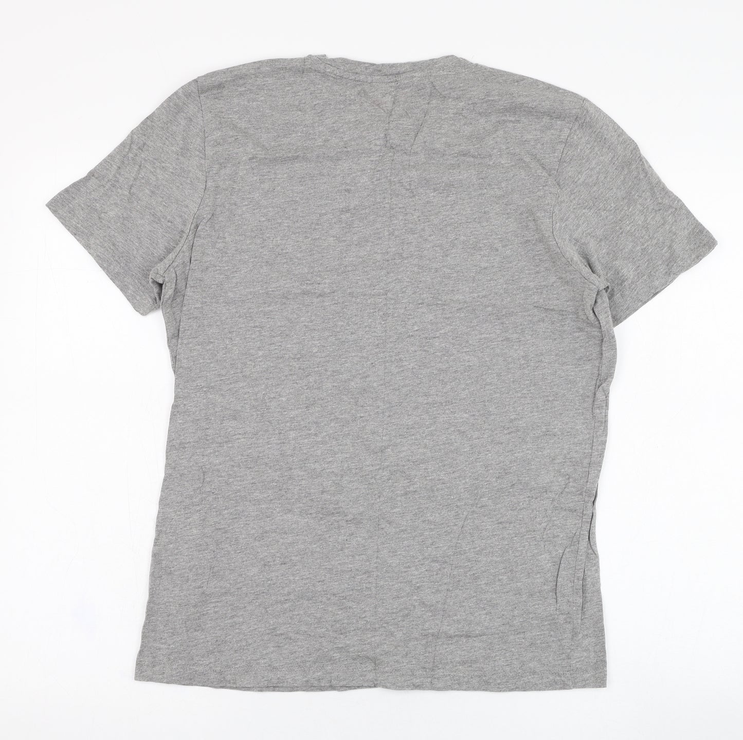 JACK & JONES Mens Grey  Cotton  T-Shirt Size L Round Neck