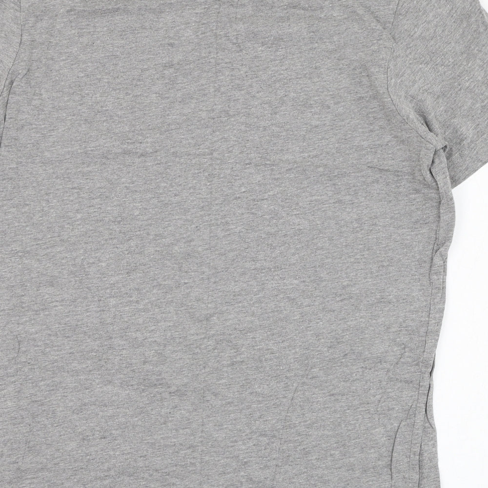 JACK & JONES Mens Grey  Cotton  T-Shirt Size L Round Neck