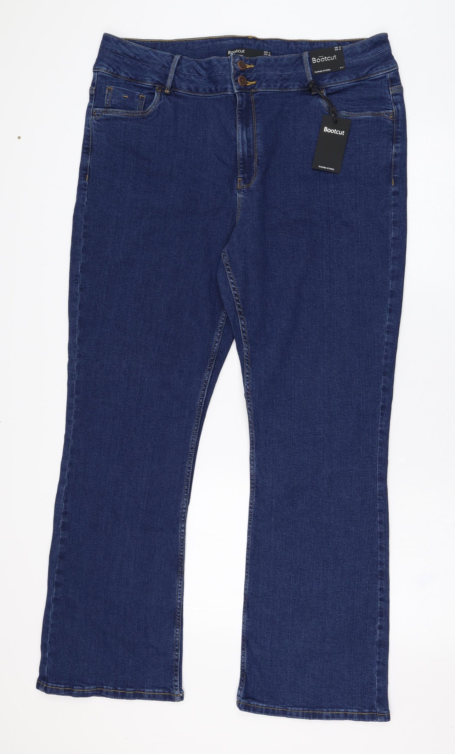 Dunnes Stores Womens Blue  Cotton Bootcut Jeans Size 18 L30 in Regular Zip