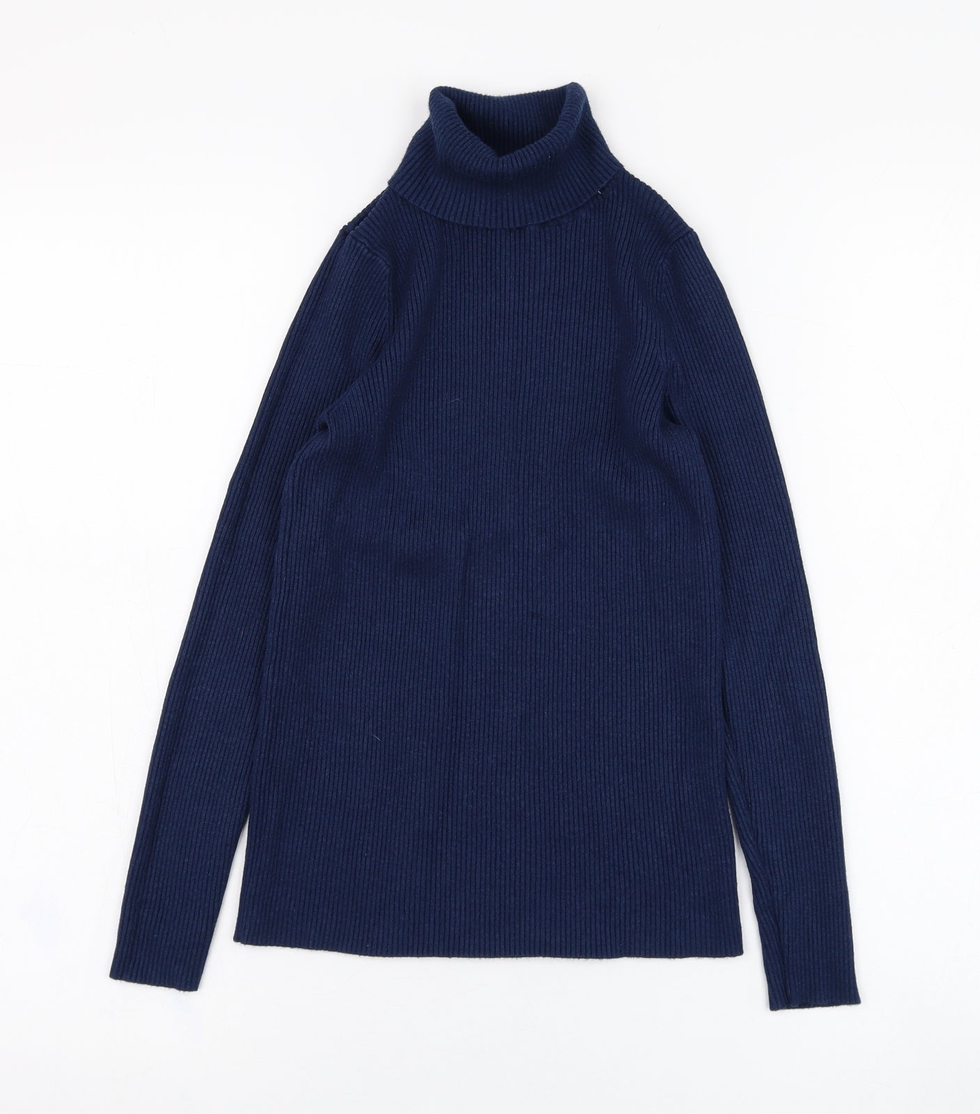 Marks and Spencer Womens Blue Roll Neck  Viscose Pullover Jumper Size 10