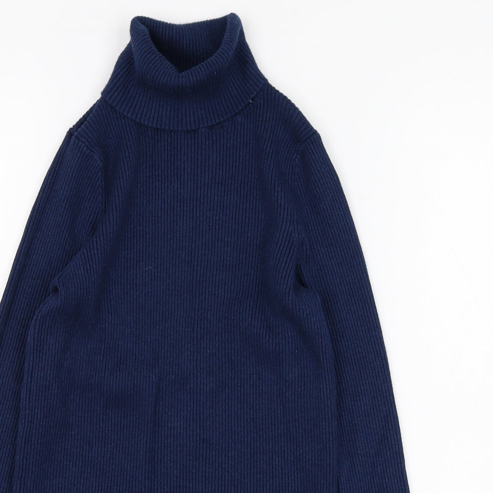 Marks and Spencer Womens Blue Roll Neck  Viscose Pullover Jumper Size 10