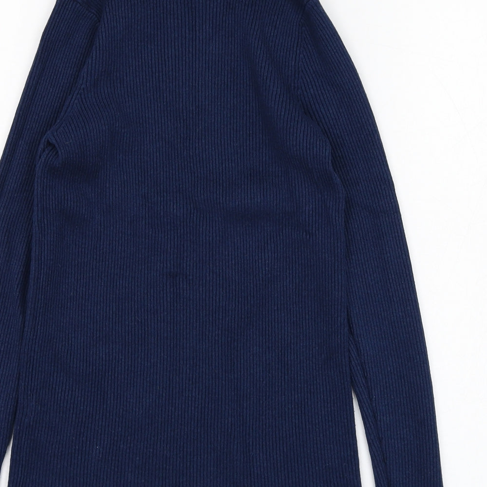 Marks and Spencer Womens Blue Roll Neck  Viscose Pullover Jumper Size 10