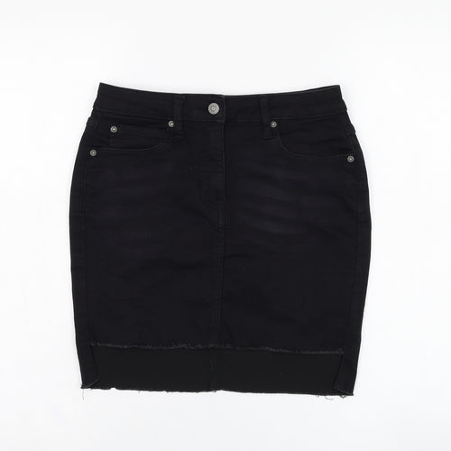 PARISIAN SIGNATURE Womens Black  Cotton Straight & Pencil Skirt Size 8   Zip