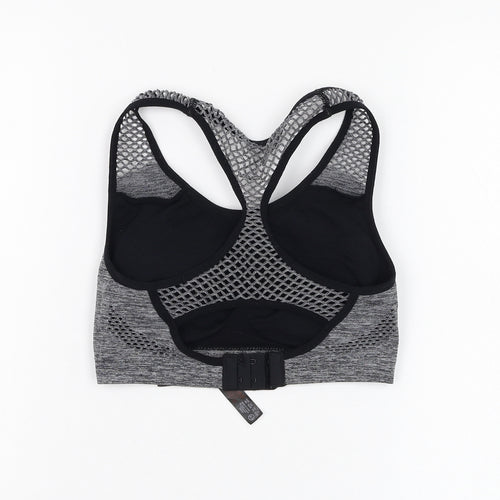 Primark Womens Grey  Polyamide Cropped Tank Size 6 Round Neck Hook & Loop - Sports bra
