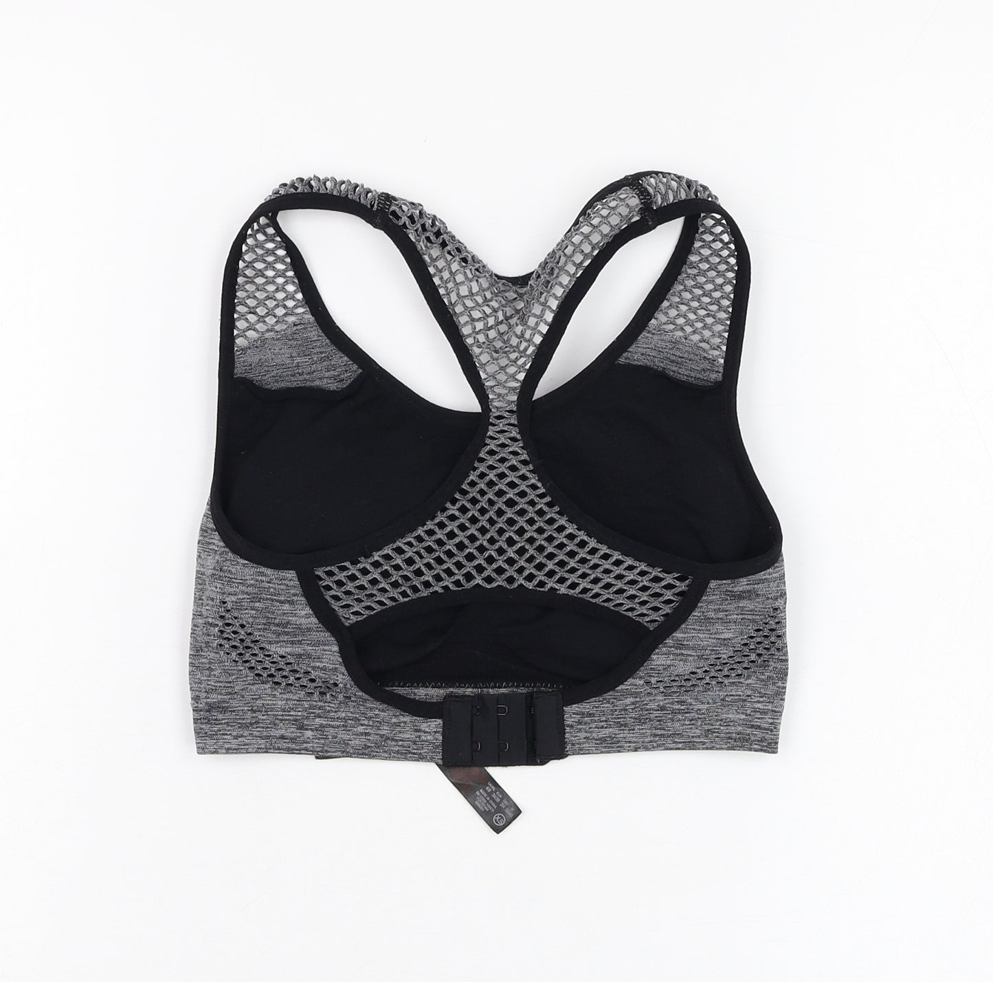 Primark Womens Grey  Polyamide Cropped Tank Size 6 Round Neck Hook & Loop - Sports bra