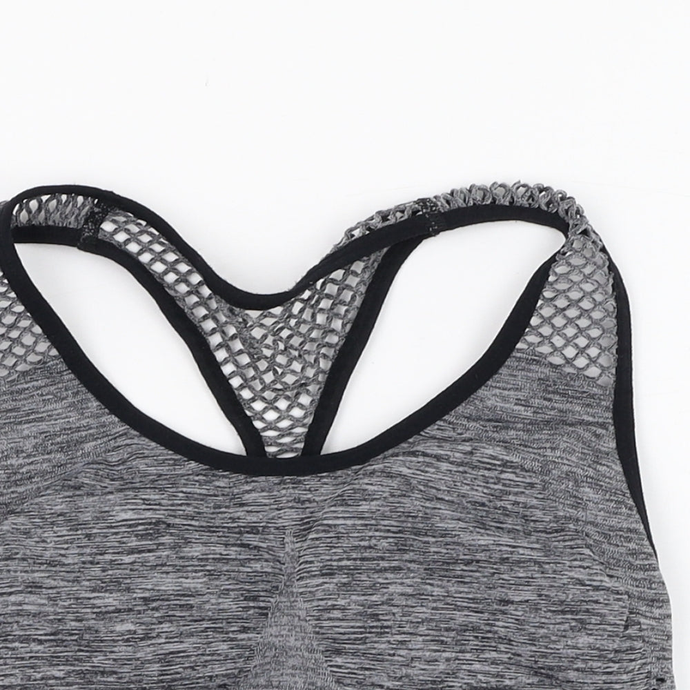 Primark Womens Grey  Polyamide Cropped Tank Size 6 Round Neck Hook & Loop - Sports bra