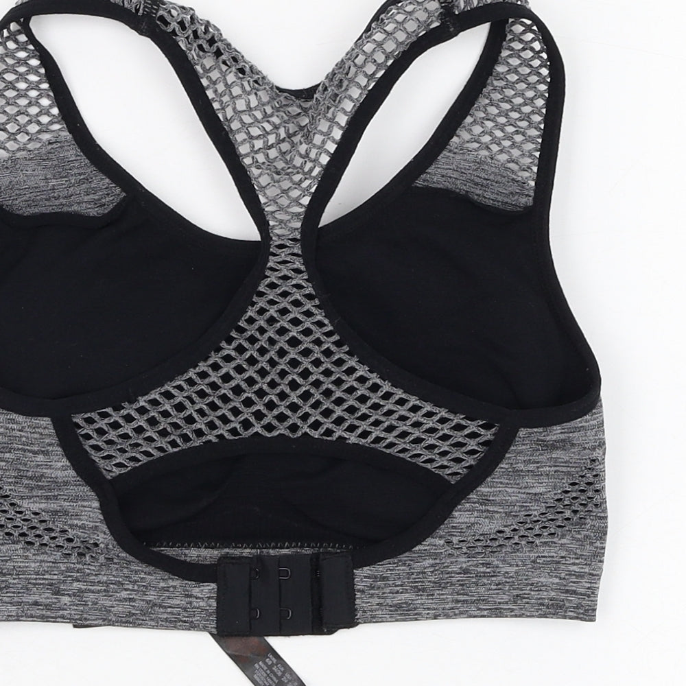 Primark Womens Grey  Polyamide Cropped Tank Size 6 Round Neck Hook & Loop - Sports bra