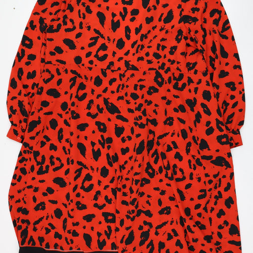 George Womens Red Animal Print Polyester Wrap Dress  Size 18  V-Neck Tie