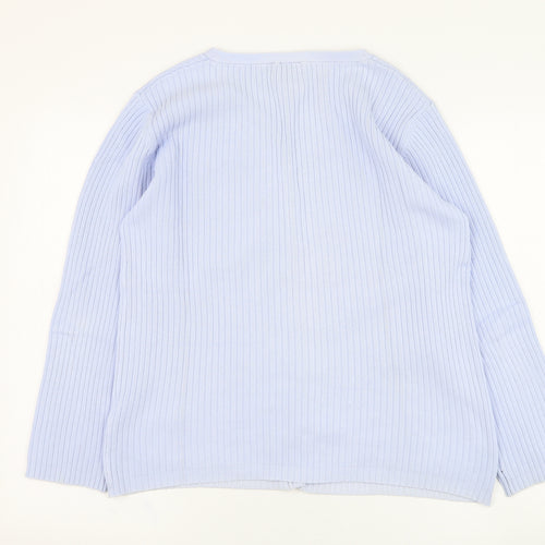 DASH Womens Blue V-Neck  Polyester Cardigan Jumper Size 14