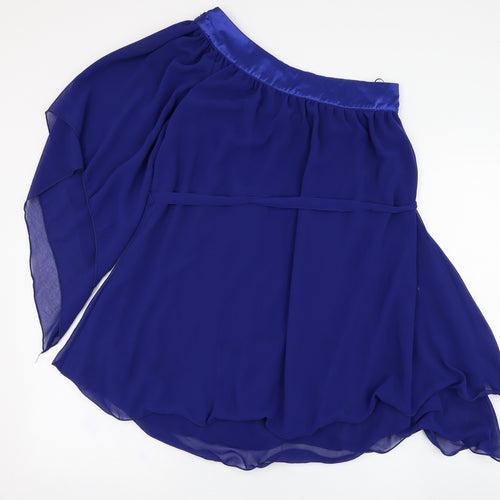 Quiz Womens Blue  Polyester Basic Blouse Size 8 One Shoulder