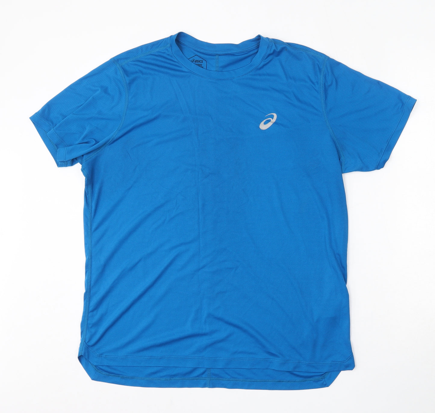 ASICS Mens Blue  Polyester Basic T-Shirt Size L Round Neck