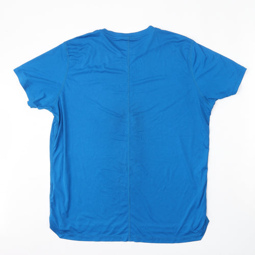 ASICS Mens Blue  Polyester Basic T-Shirt Size L Round Neck