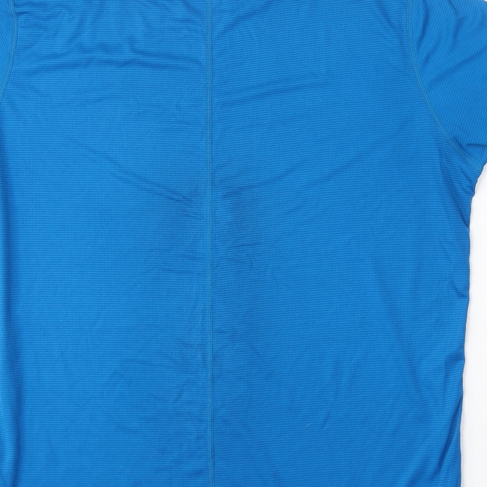 ASICS Mens Blue  Polyester Basic T-Shirt Size L Round Neck