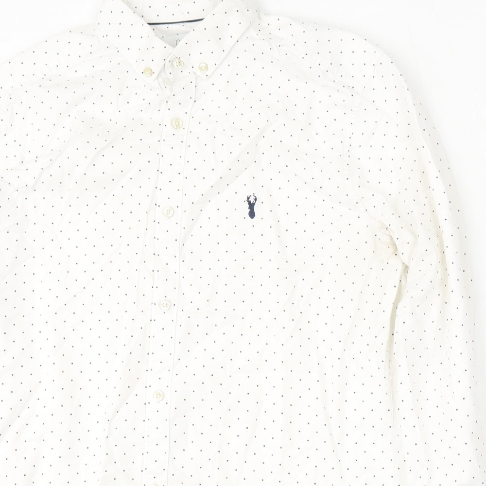 NEXT Mens Multicoloured Geometric Cotton  Dress Shirt Size M Collared Button