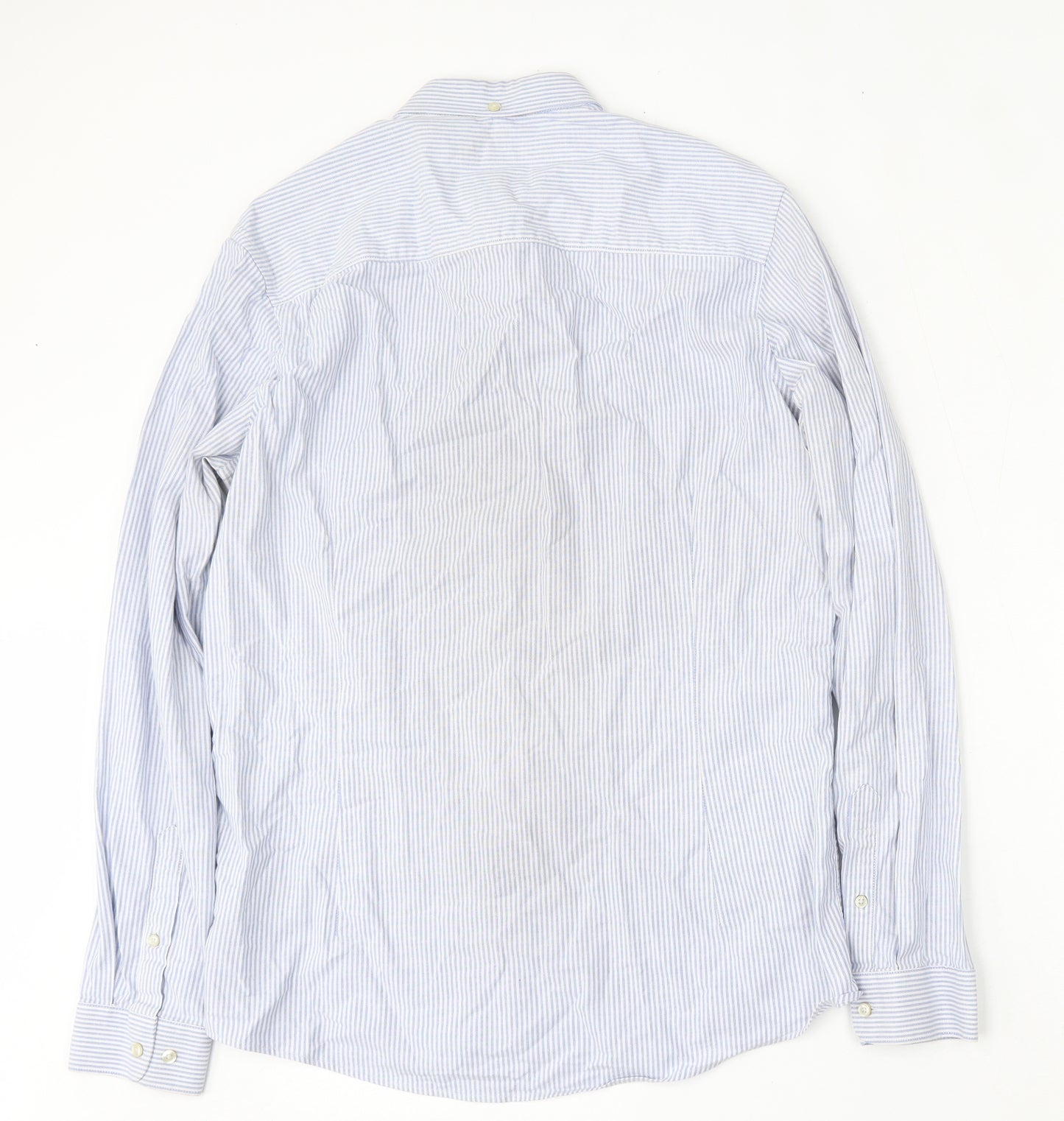 NEXT Mens Blue Striped Cotton  Dress Shirt Size M Collared Button