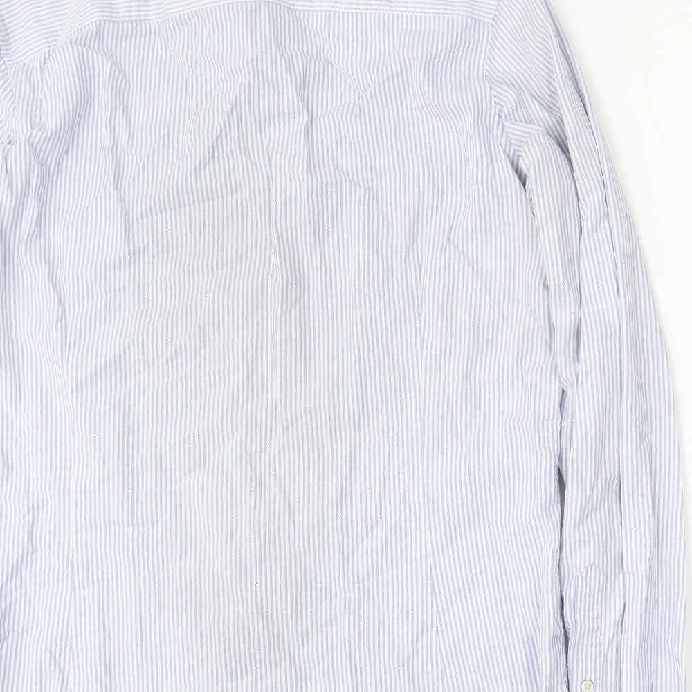 NEXT Mens Blue Striped Cotton  Dress Shirt Size M Collared Button
