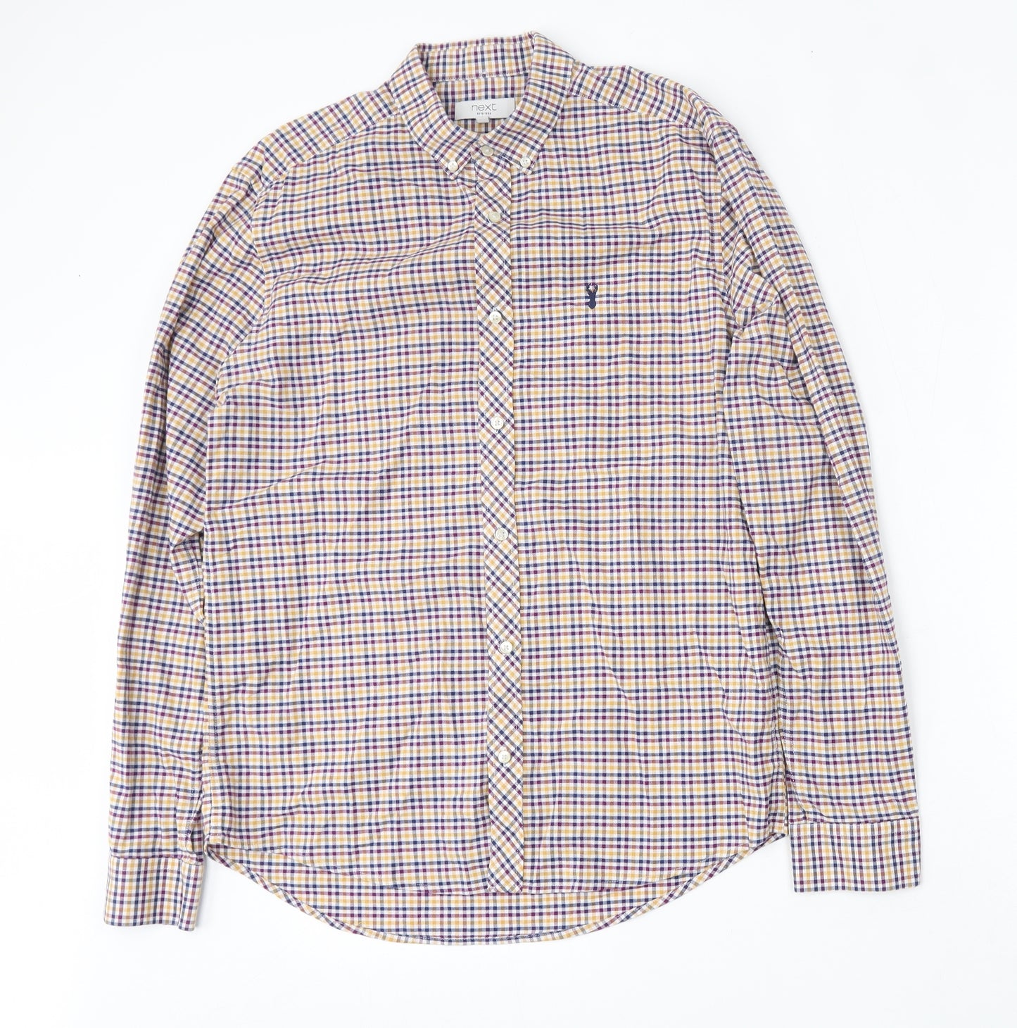 NEXT Mens Multicoloured Check Cotton  Dress Shirt Size M Collared Button