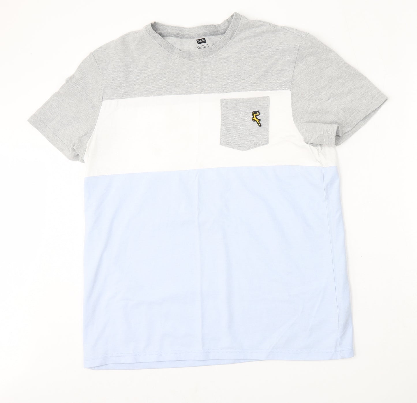 F&F Mens Multicoloured  Cotton  T-Shirt Size L Round Neck