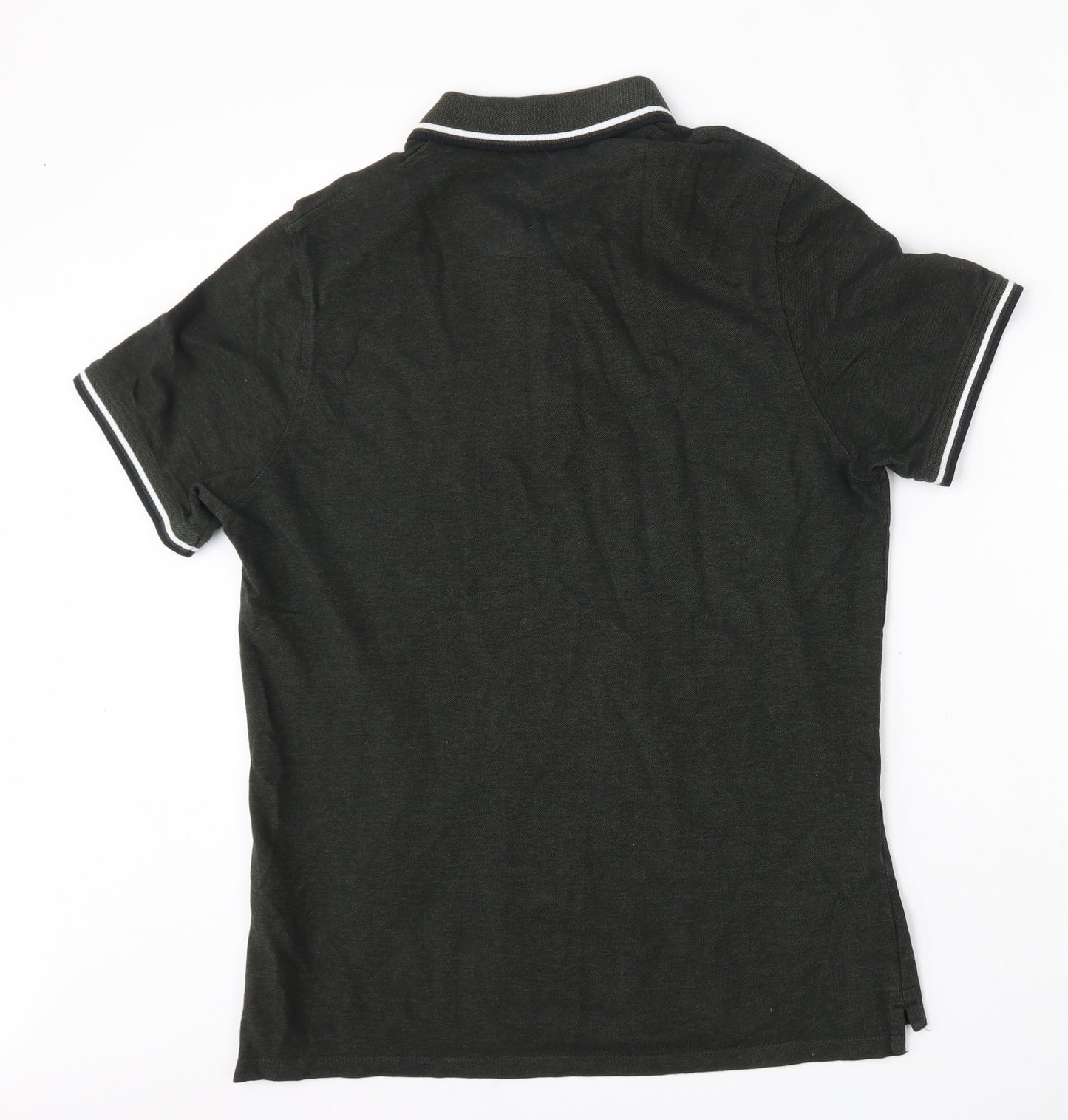 JACK AND JONES Mens Green  Cotton  Polo Size L Collared Button