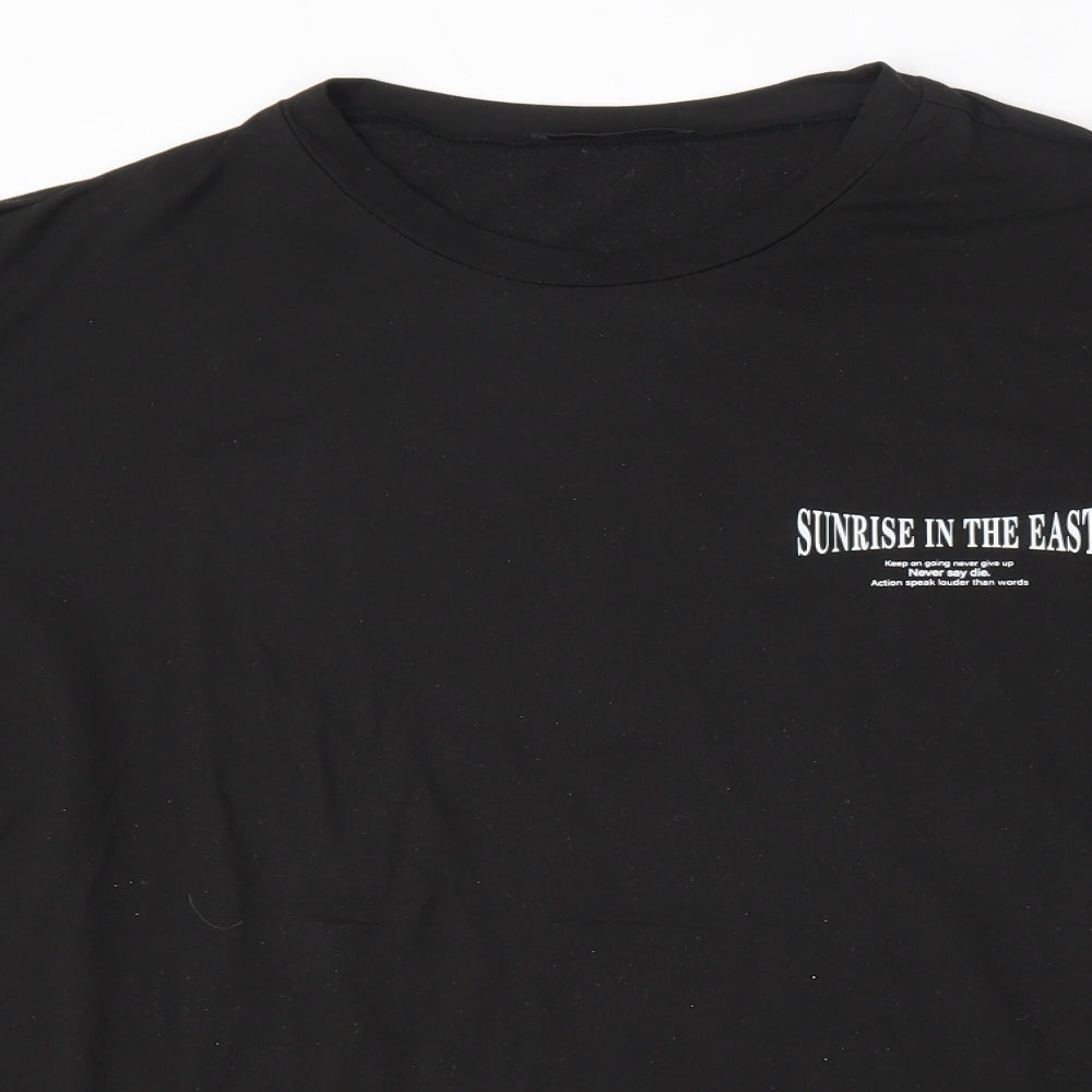 SheIn Womens Black  Polyester Basic T-Shirt Size M Round Neck